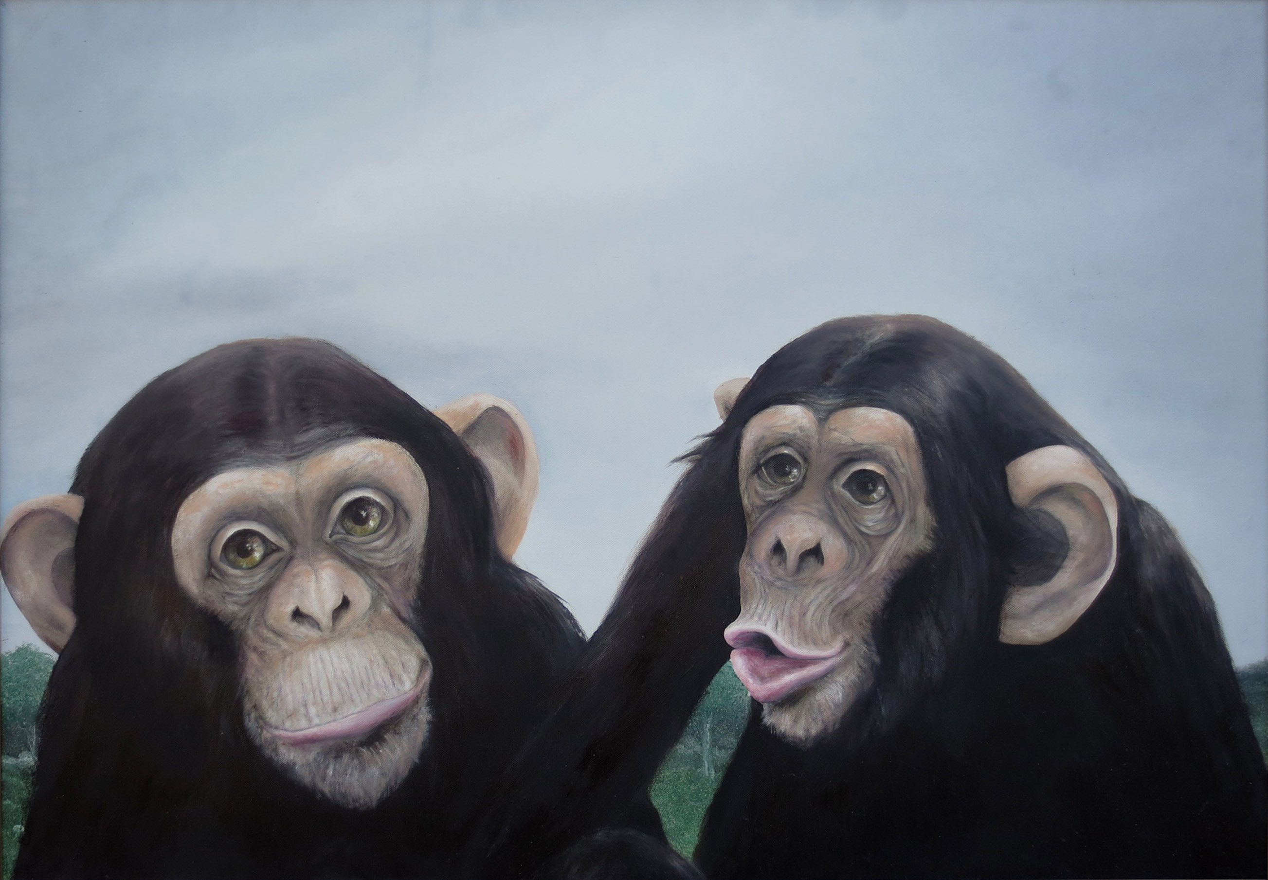 tre-scimmie-2014-100x70-olio-su-tela